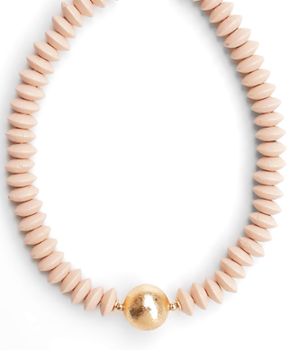 Wooden Bead & Gold Ball Choker