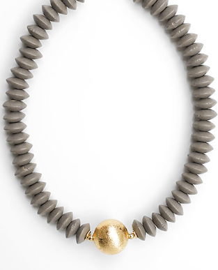Wooden Bead & Gold Ball Choker