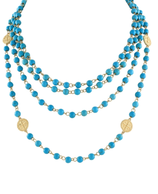 4 Layered Stone & Textured Disk Necklace