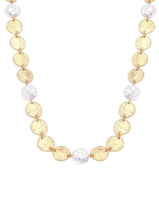 Disk & Coin Pearl Necklace