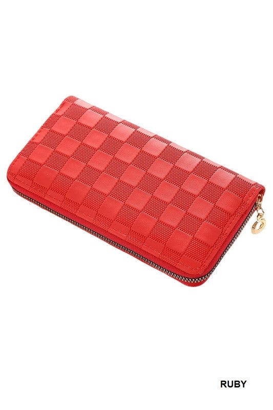 Luxe Checkered Zip Wallet