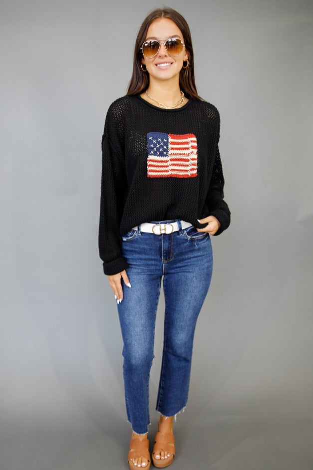 Stars & Stripes Open-Knit Sweater