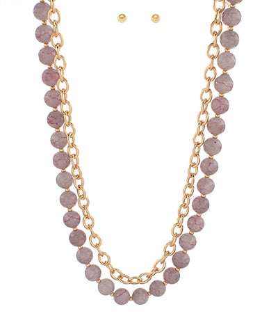 Golden Gem Drop Necklace Set