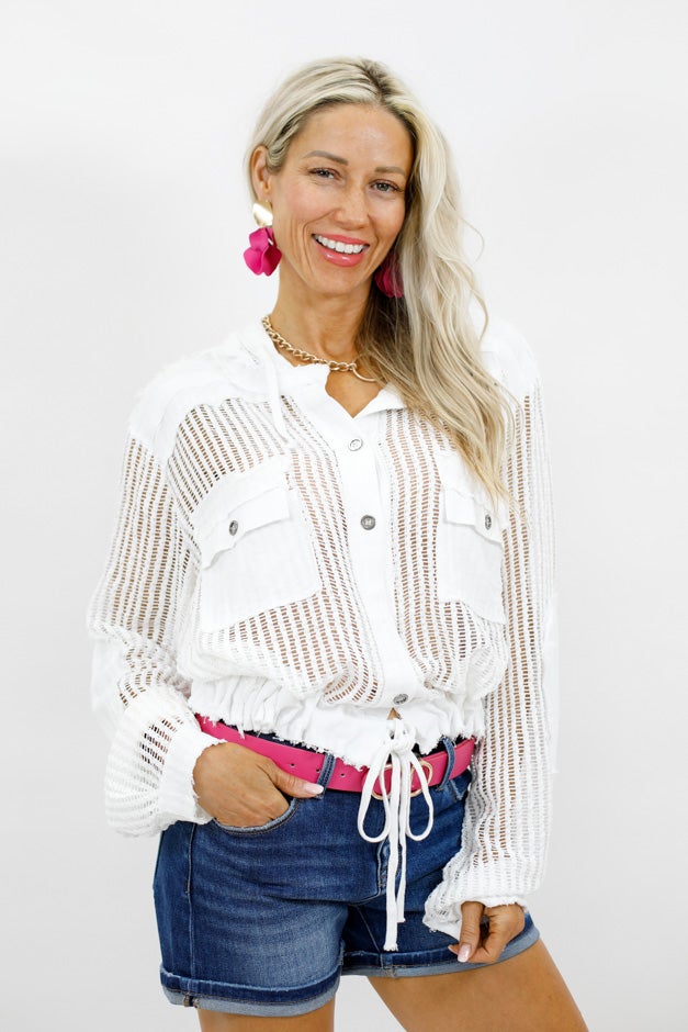 Feel The Breeze Open Knit Jacket With Hoodie