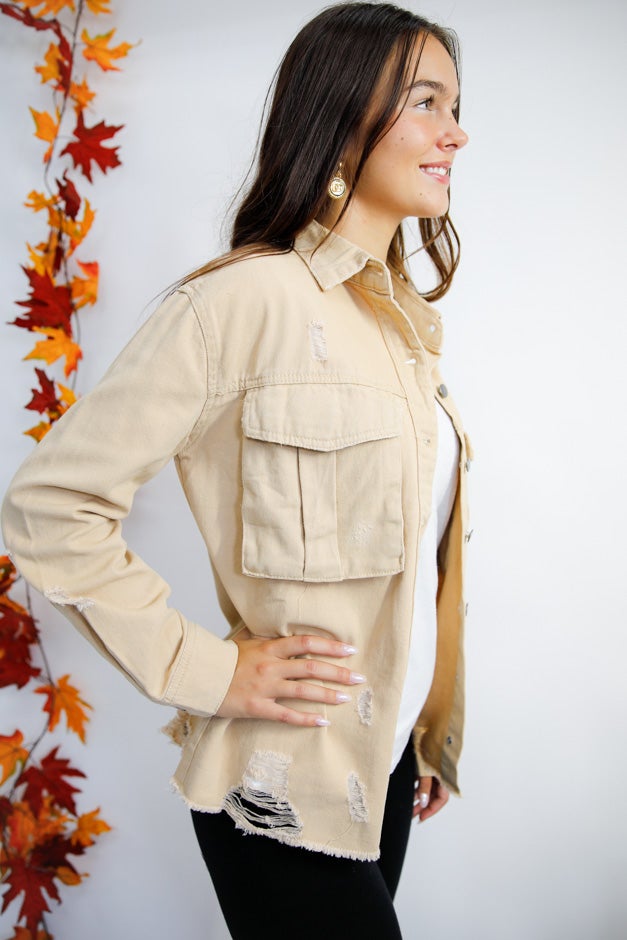 Distressed Oversized Denim Shacket