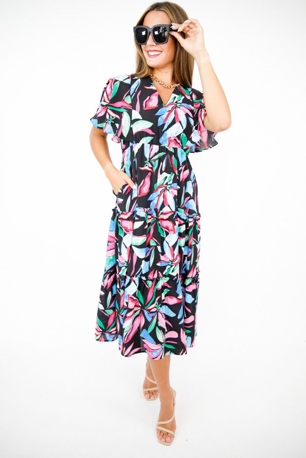 Tropical Mirage Tiered Midi Dress *Final Sale*