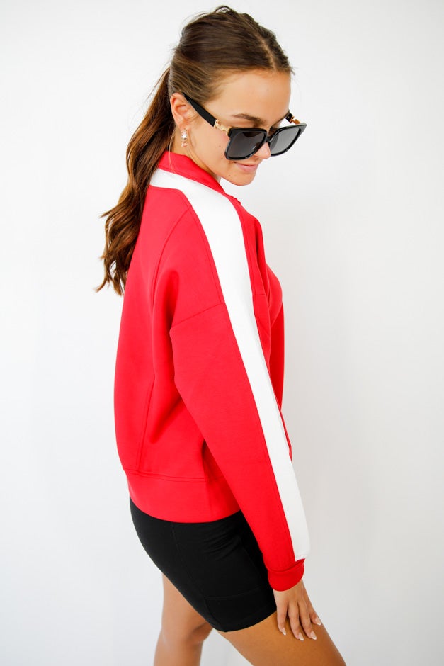 Contrast Stripe Zip-Up Jacket