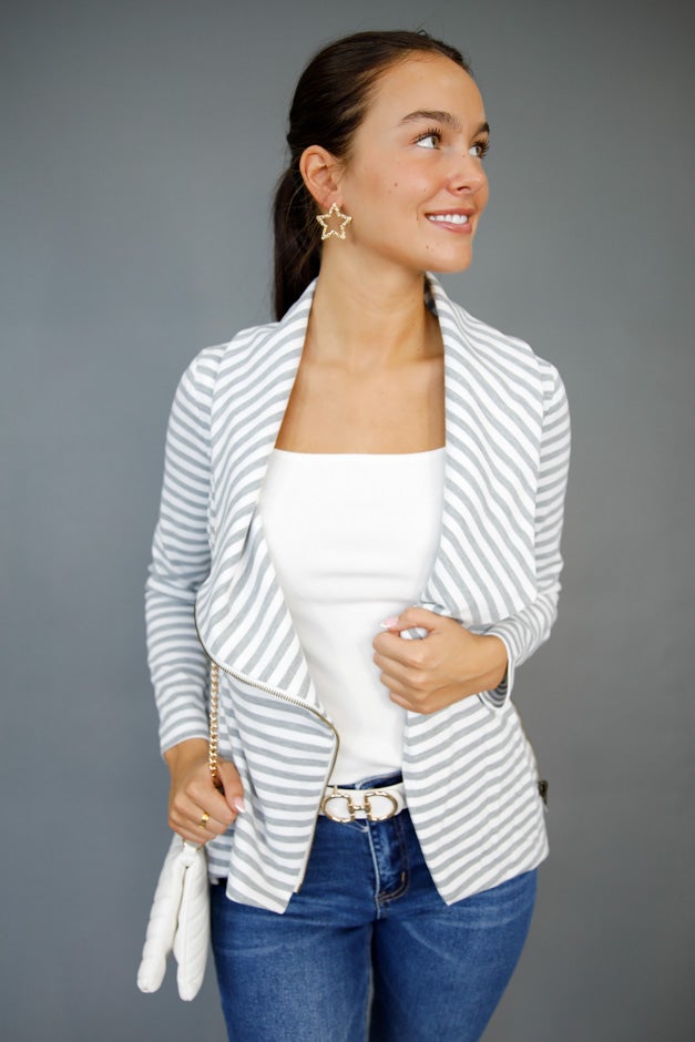 Harbor Stripe Moto Jacket
