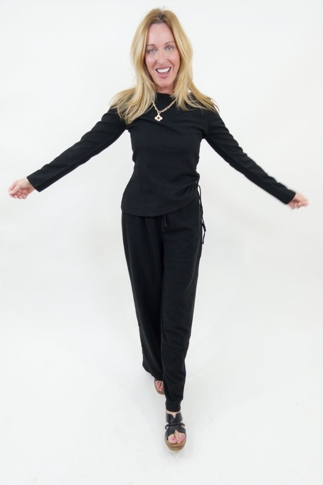 Black Label Ruched Knit Top