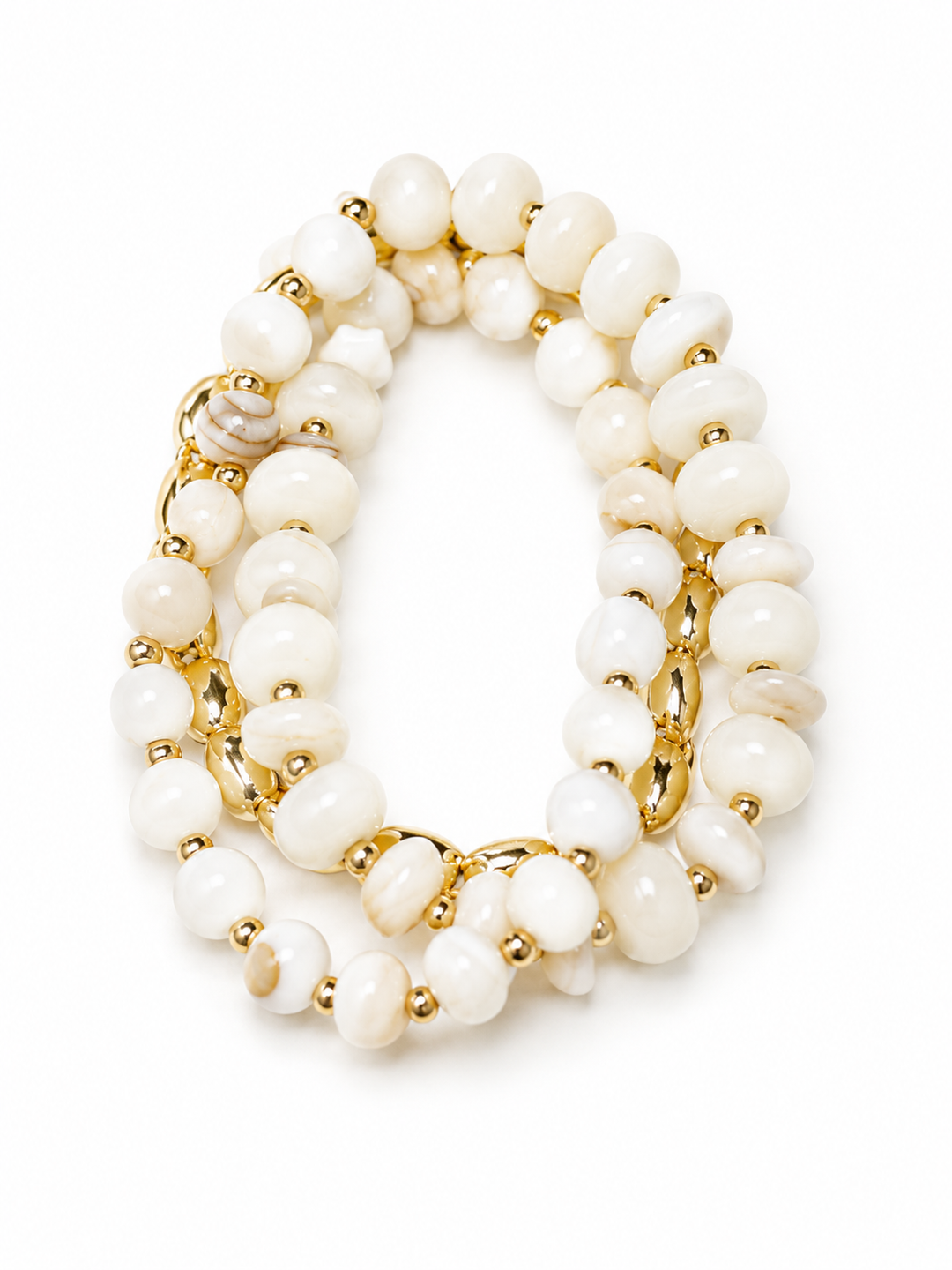 Stone And Metallic Beaded Bracelet Set