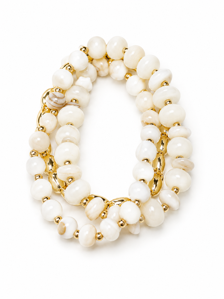 Stone And Metallic Beaded Bracelet Set