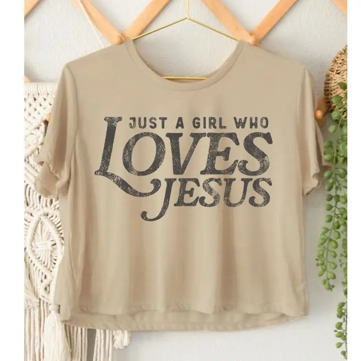 Just A Girl Who Loves Jesus Graphic Crop Top