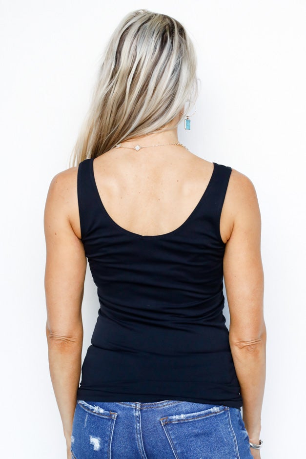 Seamless Wide Strap Tank - Versatile V-Neck/Scoop Neck