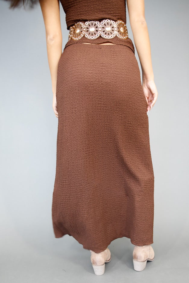 Cocoa Comfort Textured Maxi Skirt