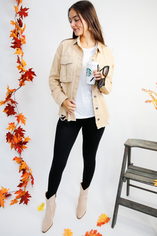 Distressed Oversized Denim Shacket