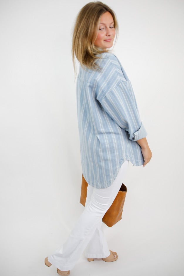 Drift On By Button Down Shacket *Final Sale*