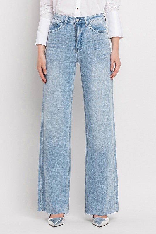 Vervet Skyline Raw Hem Wide Leg Jeans