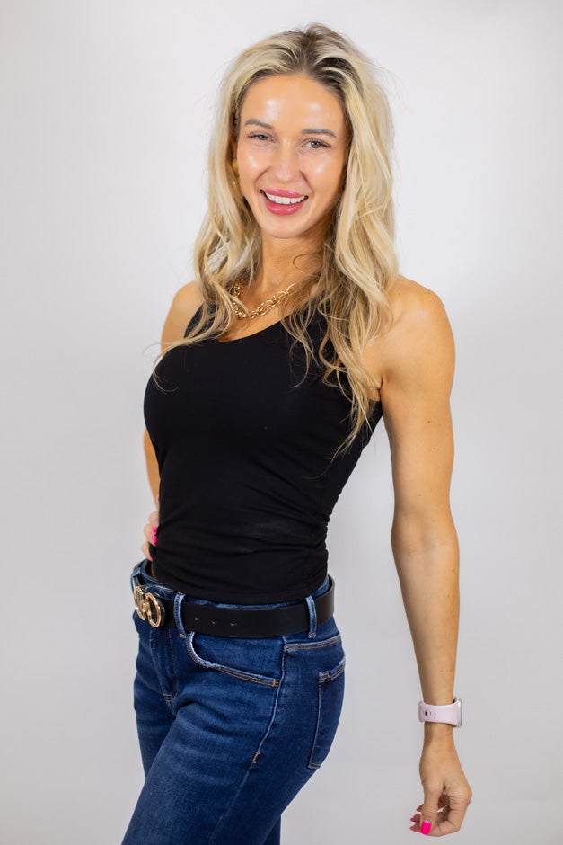 Double Lined Full Length V-Neck Basic Tank – Sleek & Versatile