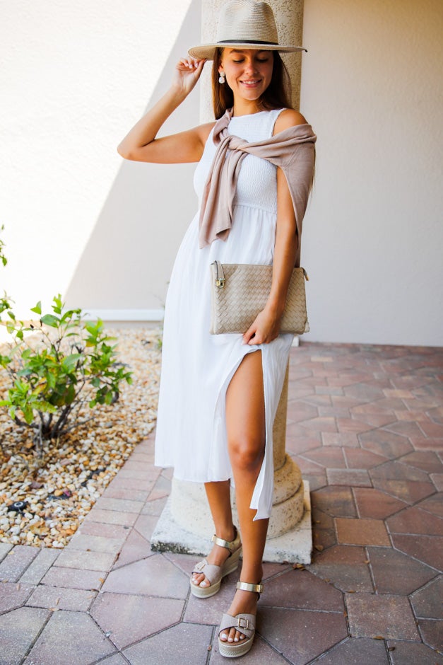 Seaside Sunset Smocked Midi Dress