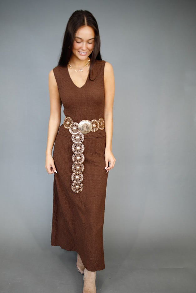 Cocoa Comfort Textured Maxi Skirt