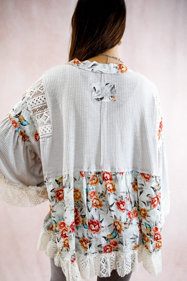 Boho  Floral Patchwork Cardigan