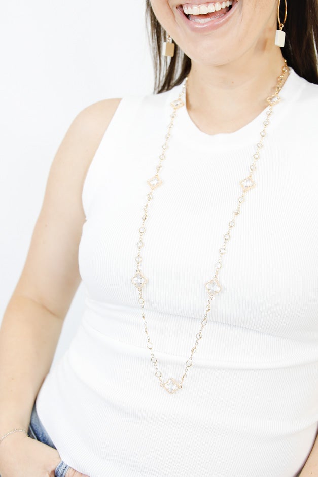 Golden Clover Beaded Necklace