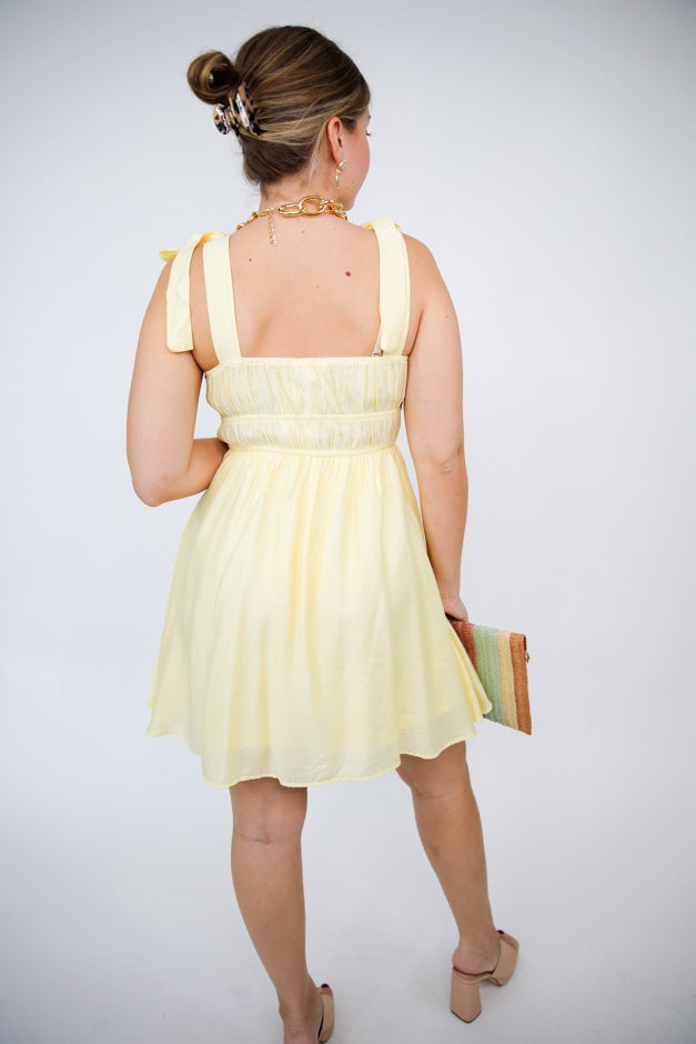 Sweet Citrus Ruched Mini Dress *Final Sale*