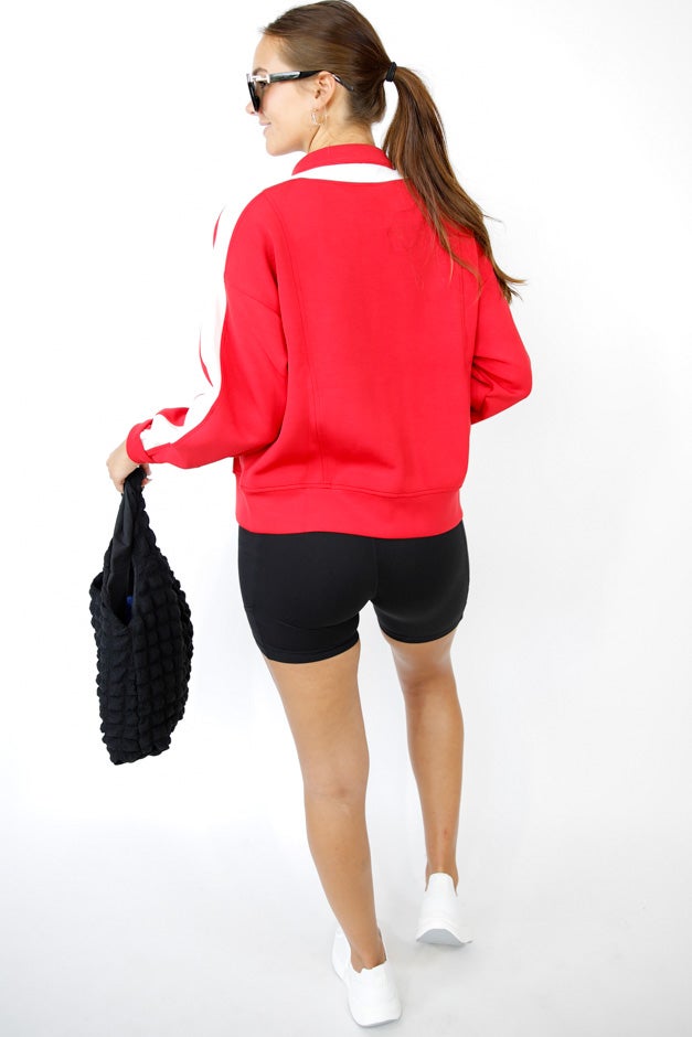 Contrast Stripe Zip-Up Jacket