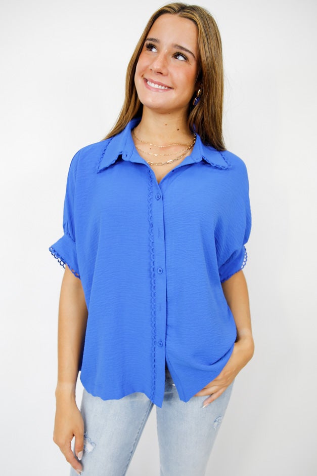 Fresh Flair Scallop Trim Blouse *Final Sale*