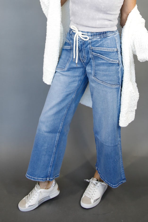 Vervet Drawstring Wide Leg Jeans *Final Sale*