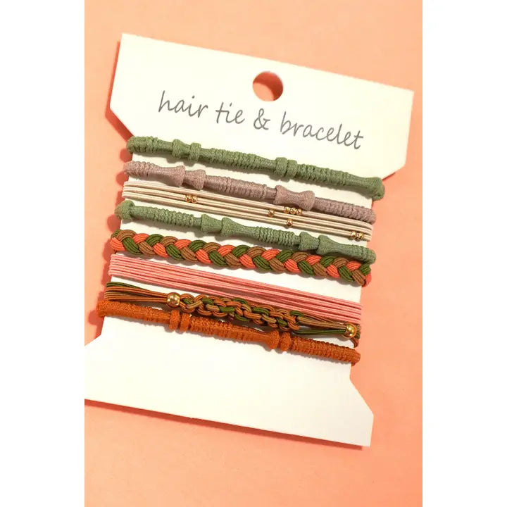 Boho Multi-Style Hair Tie Bracelet Set