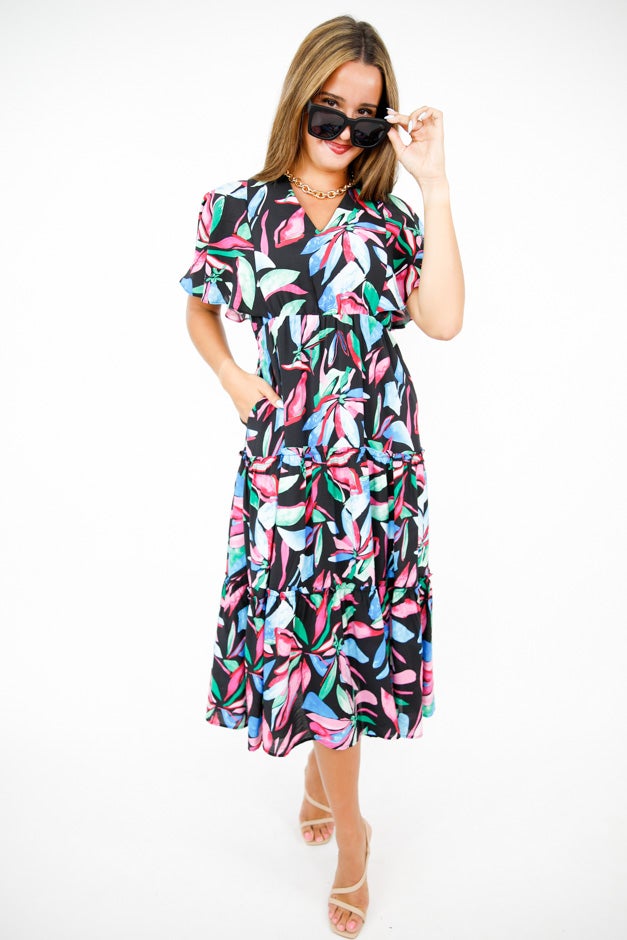 Tropical Mirage Tiered Midi Dress *Final Sale*