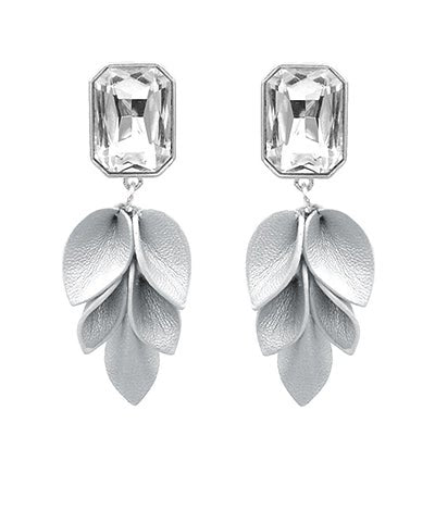 Gilded Leaf Crystal Drop Earrings