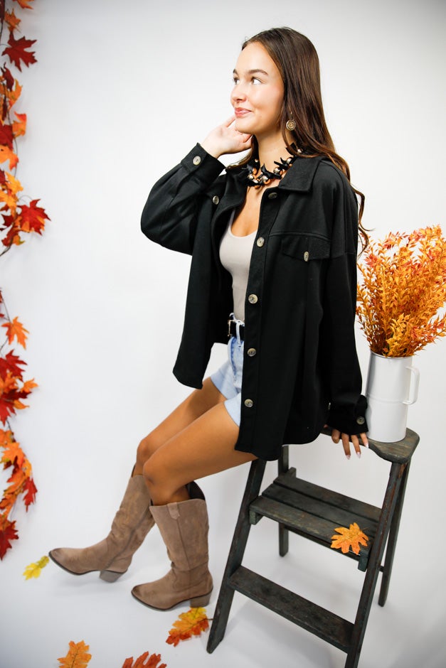 Distressed Oversized Denim Shacket