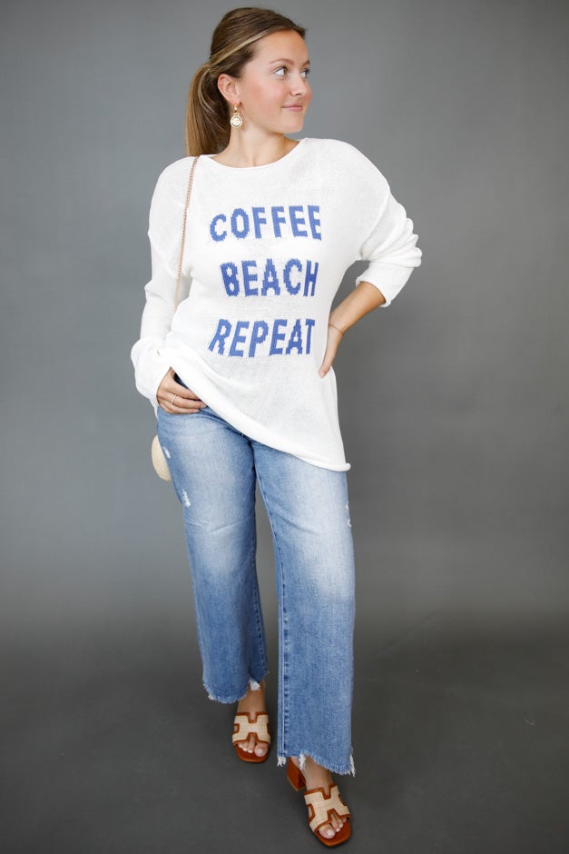 Coffee, Beach, Repeat Sweater