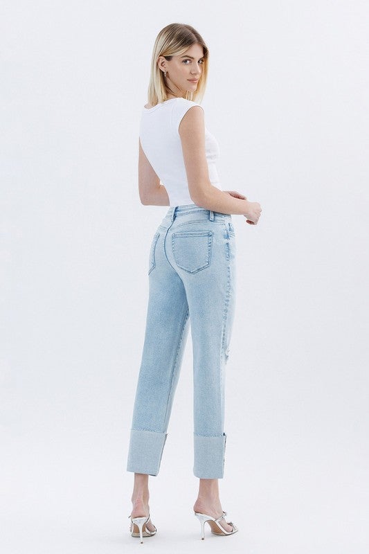 Vervet Coastal Mist Cuffed Crop Jeans