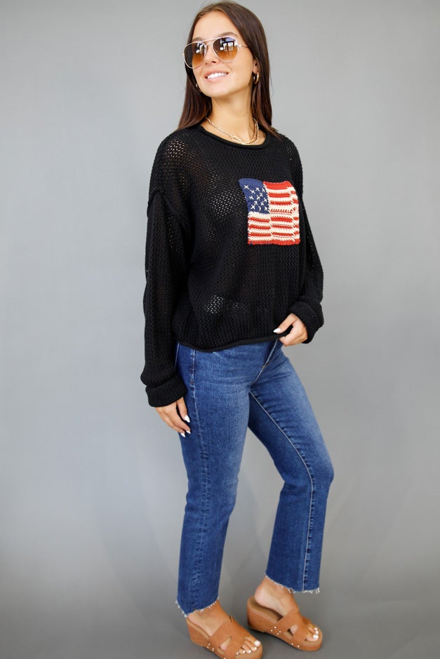 Stars & Stripes Open-Knit Sweater