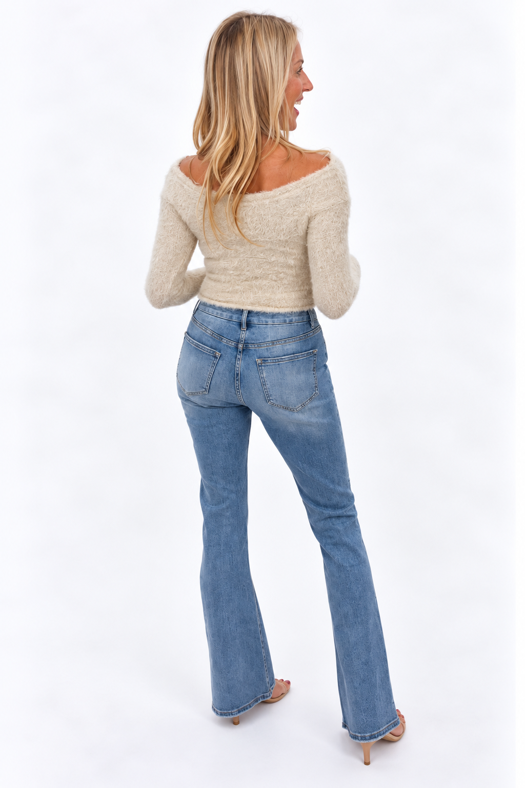 Laney Off Shoulder Fuzzy Knit Top
