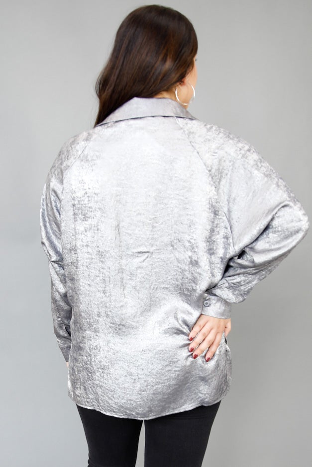 Modern Metallic Button-Down Top *Final Sale*