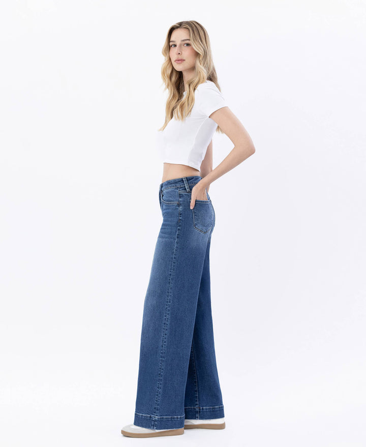 Polished Ease High Rise Wide Leg Trouser Jeans