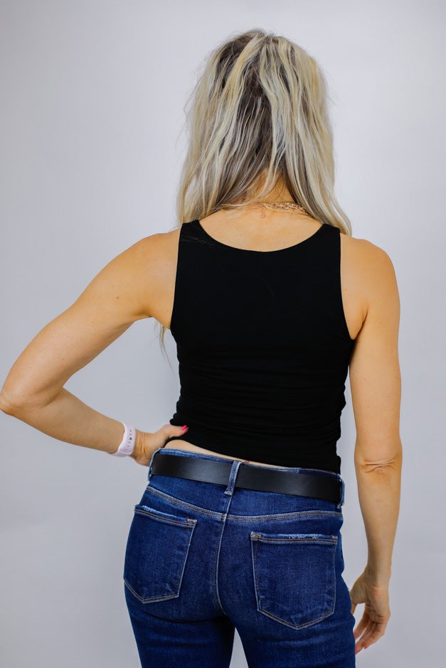 Double Lined Full Length V-Neck Basic Tank – Sleek & Versatile