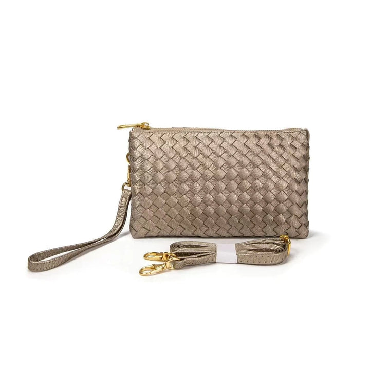 Kathy Woven Three Compartment Clutch/Crossbody Bag