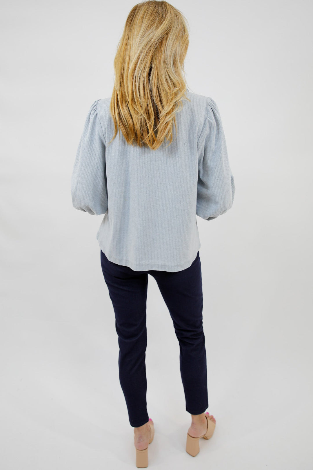 Market Street Denim Trim Button Top