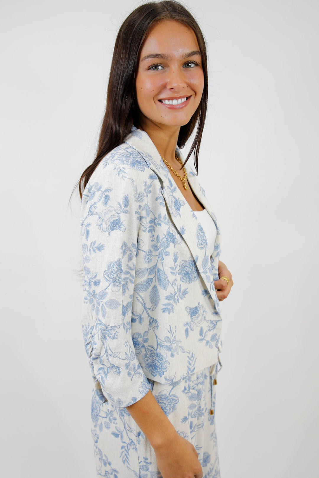 Bluebell Linen Crop Blazer