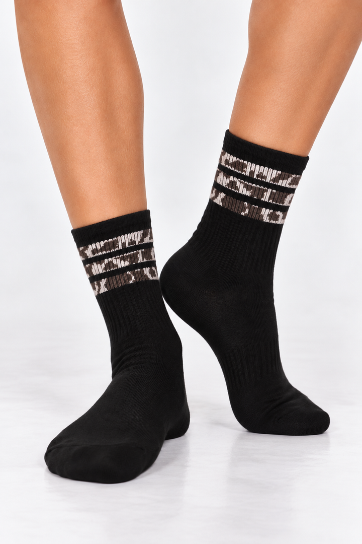 Leopard Half Crew Throwback Socks