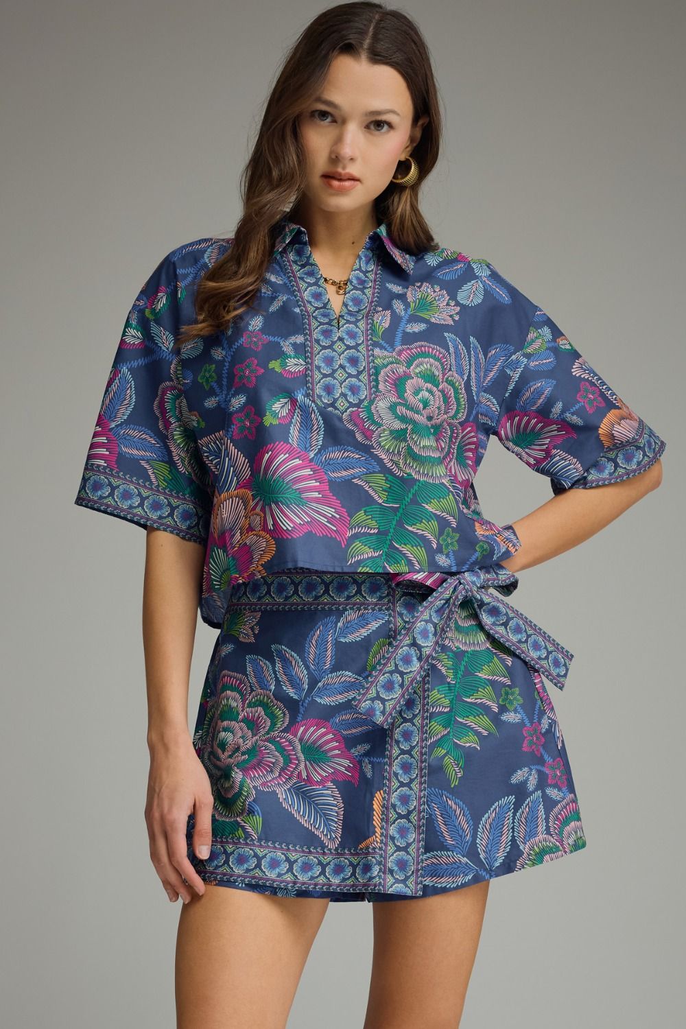 Botanical Split Neck Top