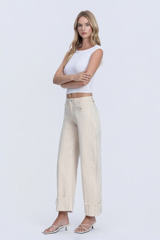 Flying Monkey Coastal Cream Barrel Jeans