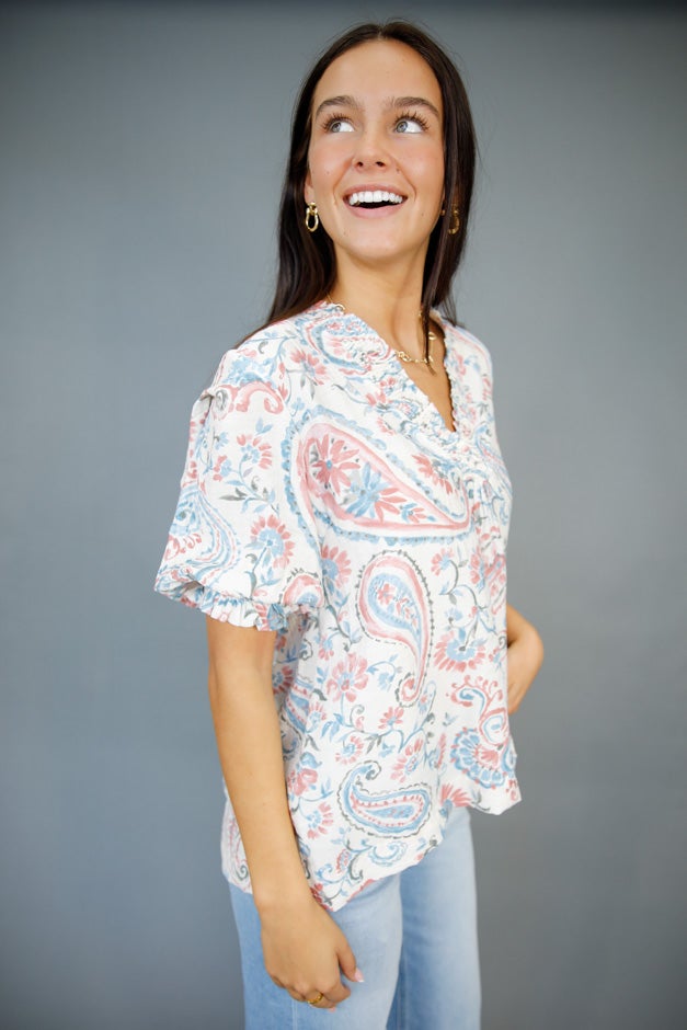 Winter Bloom Paisley Top