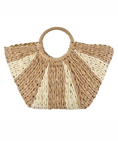 Natural Woven Sunburst Tote Bag