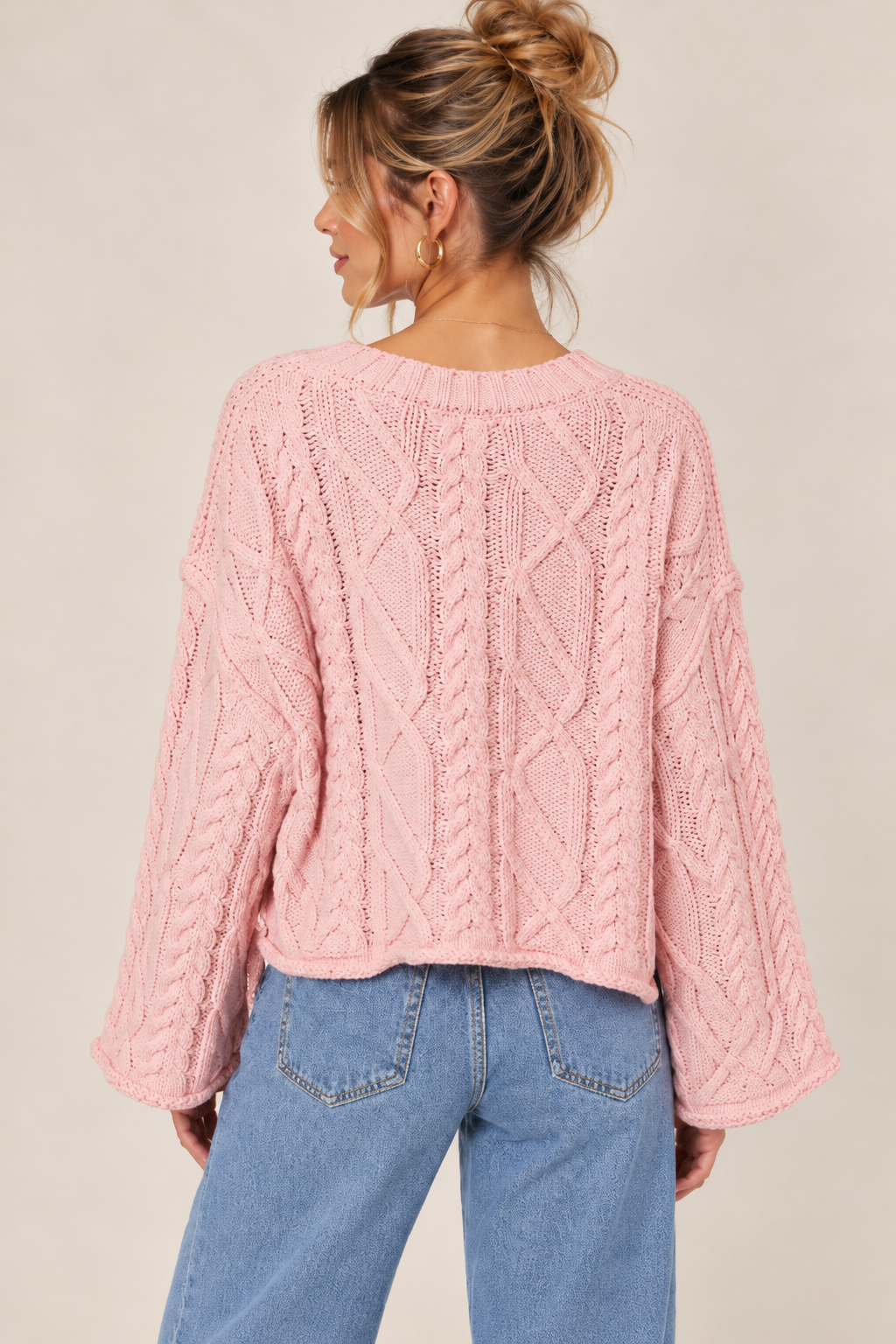 Pretty in Pink Cable Sweater